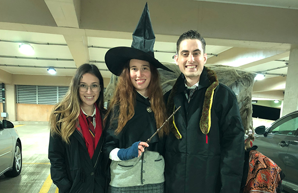 Three IU School of Medicine students dressed up for the 2018 Trunk or Treat.